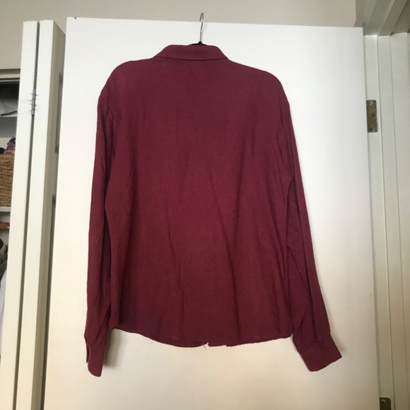 Vintage Coldwater Creek Shirt Blouse M Western silver button up Red linen blend - Picture 3 of 8